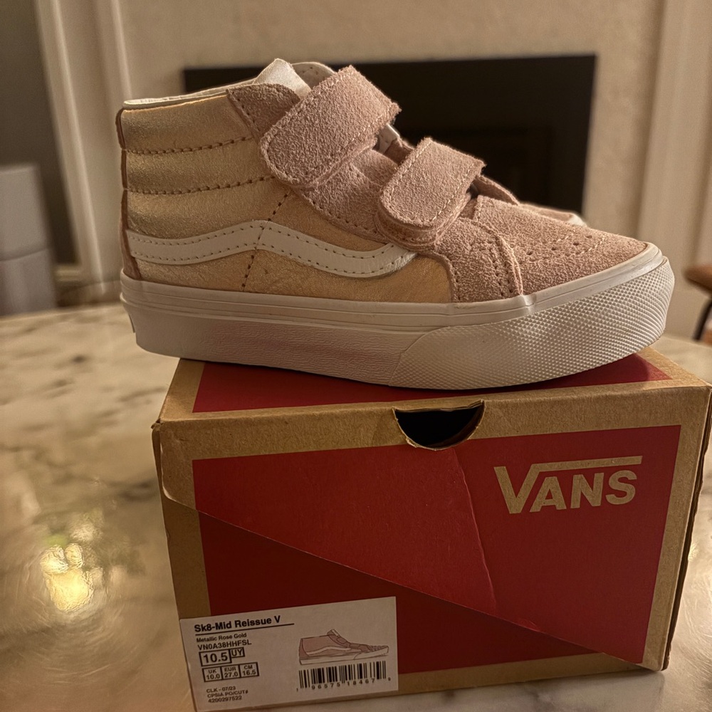 Vans Kids' Pink and Rose Gold High-Top Sneakers, 10.5